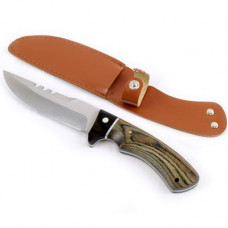 10 inch WOODEN HANDLE DELUXE 5 inch BLADE KNIVE WITH CASE (K-BS0103572)
