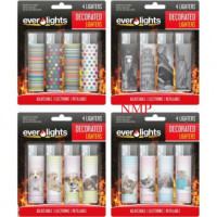 REFILLABLE ELECTRIC ASSORTED LIGHTERS 4 PACK