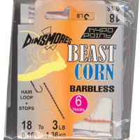 BEAST CORN SIZE 18 BARBLESS RIGS Pack of 6 DINSMORES