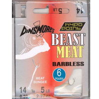 BEAST MEAT SIZE 14 BARBLESS RIG Pack of 6 DINSMORES