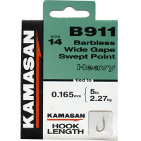 Kamasan B911 Hooks To Nylon Barbless wide gape swept point (heavy) Size 14