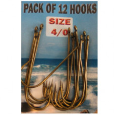 Eyed SEA Fishing Hooks Size 4-0 pack of 12